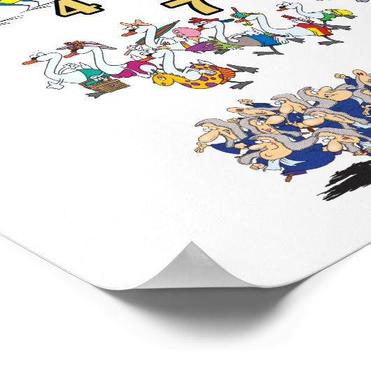 12 dagen cartoon kerstliedje poster (Hoek)