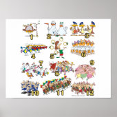 12 dagen cartoon kerstliedje poster (Voorkant)