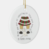 12 dagen catmas 11 pipons met kat keramisch ornament (Rechts)