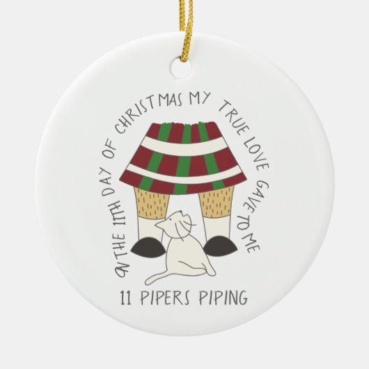 12 dagen catmas 11 pipons met kat keramisch ornament (Voorkant)