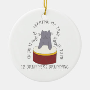 12 dagen catmas 12 Drummers Drumming Cat Photo Keramisch Ornament