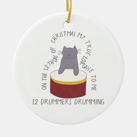 12 dagen catmas 12 Drummers Drumming Cat Photo Keramisch Ornament (Voorkant)