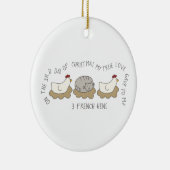 12 dagen Catmas 3 Franse Hens Cat Foto Keramisch Ornament (Rechts)