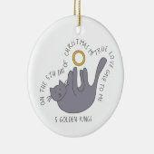 12 dagen catmas 5 Golden Rings Cat Foto Keramisch Ornament (Rechts)