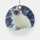 12 dagen catmas 5 Golden Rings Cat Foto Keramisch Ornament (Achterkant)