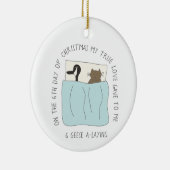 12 dagen Catmas 6 Geese-a-Laying Kat Foto Keramisch Ornament (Rechts)