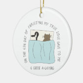 12 dagen Catmas 6 Geese-a-Laying Kat Foto Keramisch Ornament (Links)