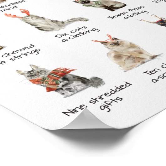 12 dagen Catmas kerstcadeaudruk poster (Hoek)