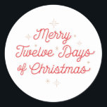 12 DAGEN CHRISTMAS / Kerst stickers<br><div class="desc">Aangepast ontworpen Kerst stickers die net op tijd zijn gemaakt voor de vakantietijd. Geïnspireerd door de kerstliedjes uit het kerstverleden, is de tekst "De twaalf dagen van Kerstmis" een geweldige manier om de feestdag te uiten aan een geliefde of vriend. Creëer met één-van-een-soort ontworpen letters en illustratie voor hen die...</div>