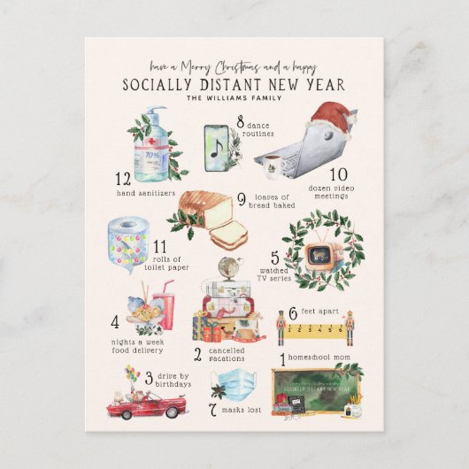 12 dagen Covid | "Quarantine" kerstfeestdag Briefkaart (Voorkant)