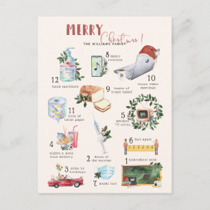 12 dagen Covid   "Quarantine" kerstfeestdag  Briefkaart