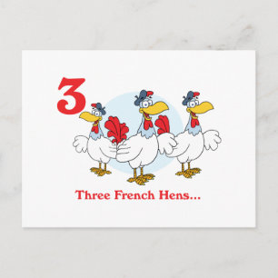12 dagen drie Franse hennen Briefkaart