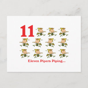 12 dagen elf pijpers die fluiten briefkaart