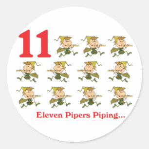 12 dagen elf pijpers die pijpen ronde sticker
