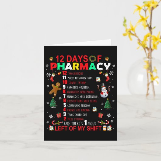 12 dagen Farmacie Funny kerstapotheker Tec Kaart (Gele Bloem)