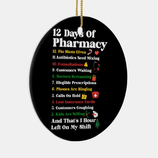 12 dagen Farmacie Funny kerstapotheker Tec Keramisch Ornament (Rechts)