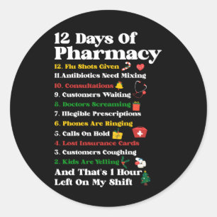 12 dagen Farmacie Funny kerstapotheker Tec Ronde Sticker