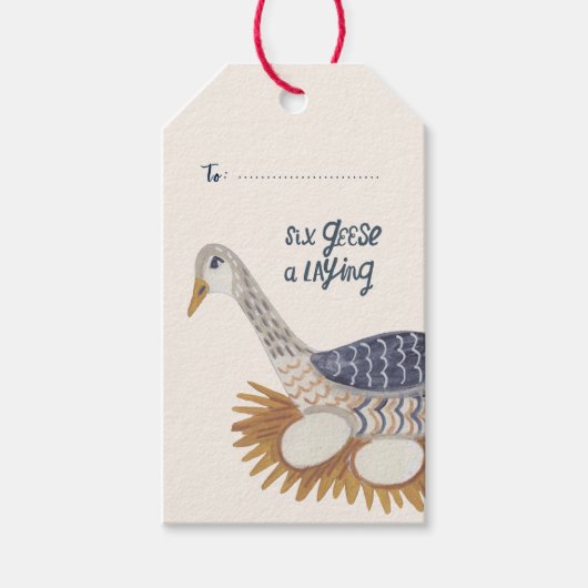 12 dagen kerst 6 ganzen een leg cadeaulabel (Voorkant)