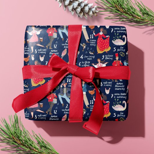 12 dagen kerst blauw cadeaupapier