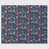 12 dagen kerst blauw cadeaupapier (Vlak)