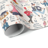 12 dagen kerst ecru cadeaupapier (Rol Hoek)