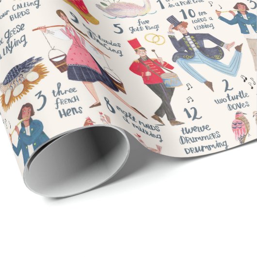 12 dagen kerst ecru cadeaupapier (Rol Hoek)