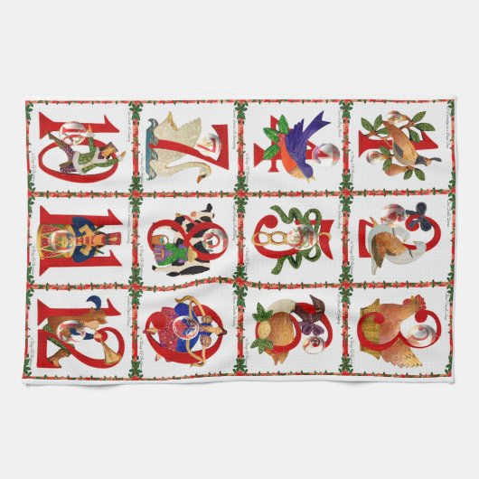 12 dagen Kerst Kwiltprint Geschenken Theedoek (Horizontaal)