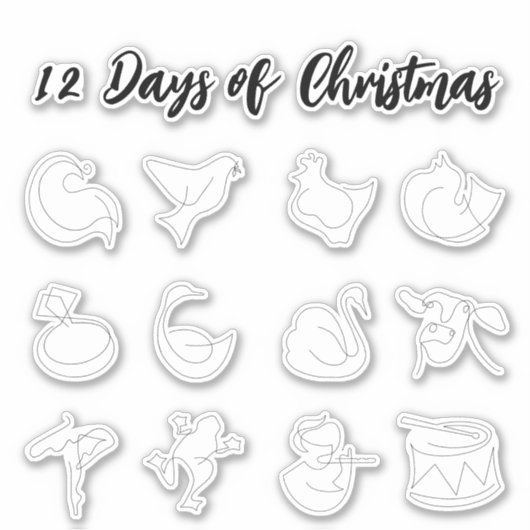 12 dagen Kerst stickers (Voorkant)