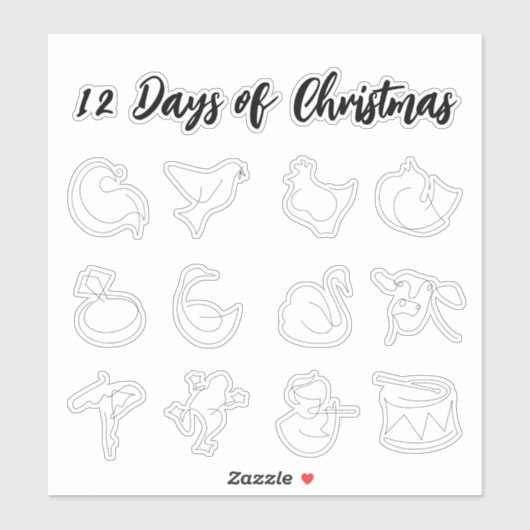 12 dagen Kerst stickers (Vel)