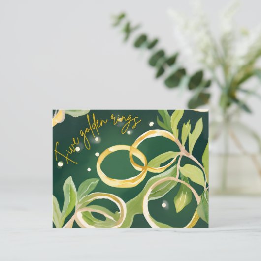 12 dagen Kerst: vijf gouden ringen Feestdagenkaart (Staand voorkant)