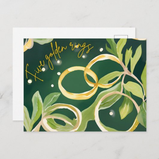 12 dagen Kerst: vijf gouden ringen Feestdagenkaart (Voorkant / Achterkant)