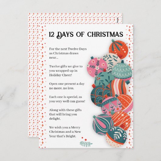 12 dagen kerstbrief feestdagenkaart (Voorkant / Achterkant)