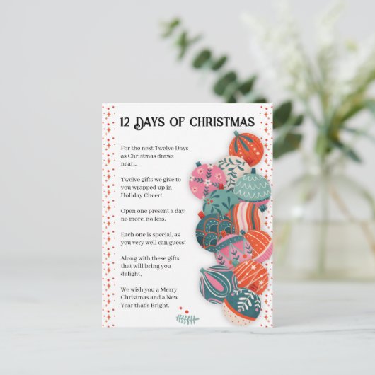 12 dagen kerstbrief feestdagenkaart (Staand voorkant)