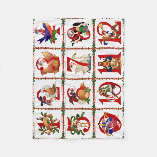 12 dagen kerstcadeautjes afdrukken fleece deken (Voorkant)