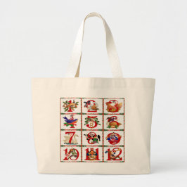 12 dagen kerstcadeautjes afdrukken grote tote bag