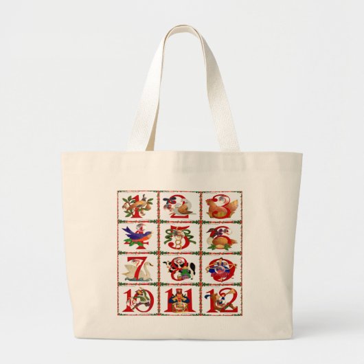 12 dagen kerstcadeautjes afdrukken grote tote bag (Voorkant)