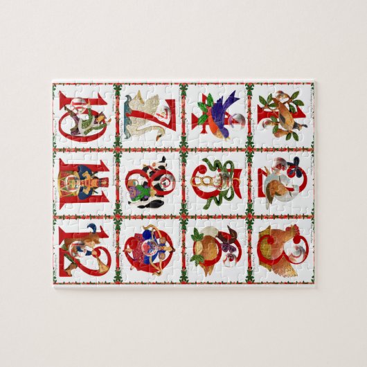 12 dagen kerstcadeautjes afdrukken legpuzzel (Horizontaal)