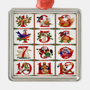 12 dagen kerstcadeautjes afdrukken metalen ornament