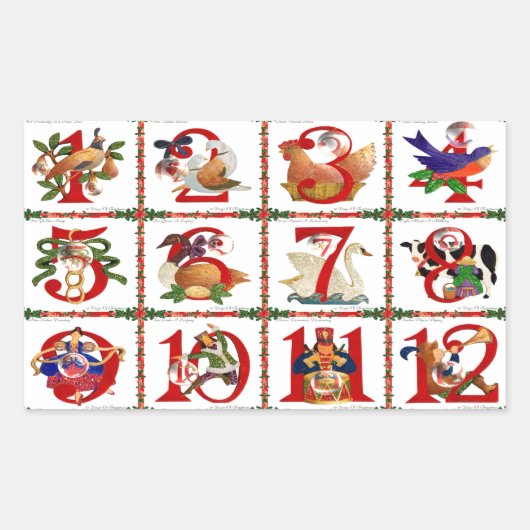 12 dagen kerstcadeautjes afdrukken rechthoekige sticker (Voorkant)