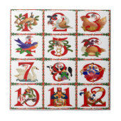 12 dagen kerstcadeautjes afdrukken tegeltje (Voorkant)