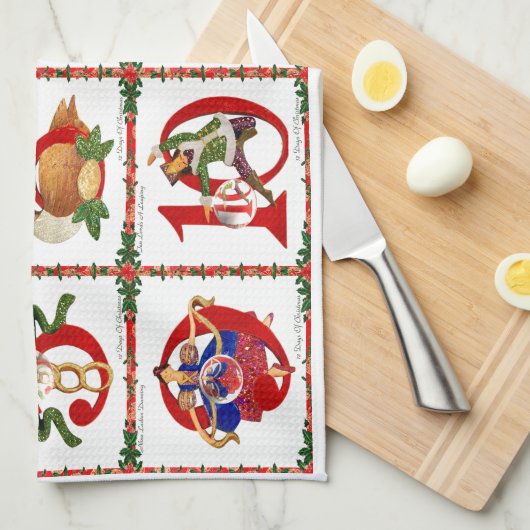 12 dagen kerstcadeautjes afdrukken theedoek (Quarter Fold)