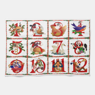 12 dagen kerstcadeautjes afdrukken theedoek