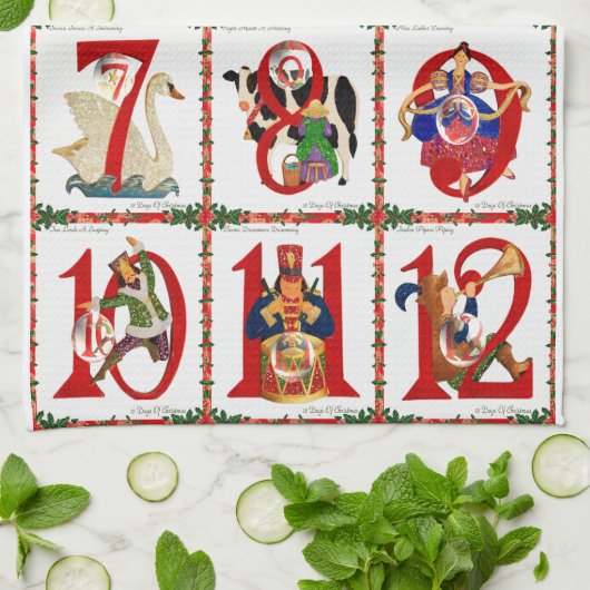 12 dagen kerstcadeautjes afdrukken theedoek (Gevouwen)