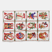 12 dagen kerstcadeautjes afdrukken theedoek (Horizontaal)