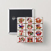 12 dagen kerstcadeautjes afdrukken vierkante button 5,1 cm (Voorkant /achterkant)