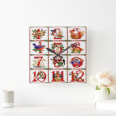 12 dagen kerstcadeautjes afdrukken vierkante klok (Huis)