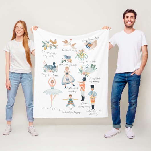 12 dagen kerstfeestdag fleece deken (In situ)