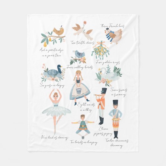 12 dagen kerstfeestdag fleece deken (Voorkant)