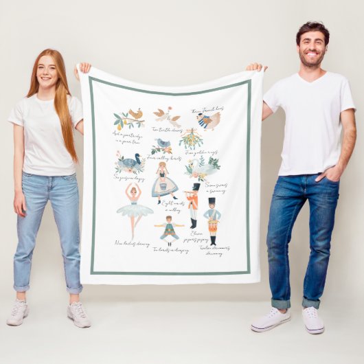 12 dagen kerstfeestdag fleece deken (In situ)