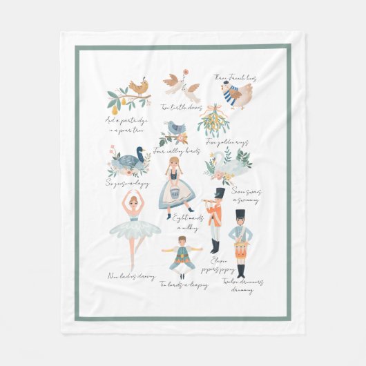 12 dagen kerstfeestdag fleece deken (Voorkant)